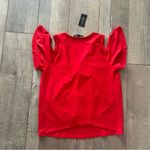 Inc international NWT INC Cold Shoulder Jersey Crepe Draped Blouse Red Medium Professional Top Photo 6