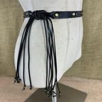 Coldwater Creek Skinny Leather Studded Fringed Belt That Ties S/M Photo 0