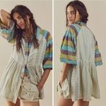 Free People NEW Moon Bay Mixed Plaid Top shirt, XS Photo 1