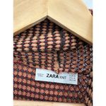 ZARA  Sweater Women XL Tan Black Red Long Sleeve Open Front Knit Cardigan Photo 5