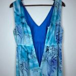 Boston Proper Maxi Dress Women Medium Blue Tonal Print Sleeveless Stretch V-Neck Photo 6