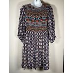 Umgee  Navy Peasant Tunic Dress Aztec Boho Hippie Lagenlook 3/4 Sleeve Size Large Photo 5