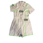 MNG Romper Jumpsuit Playsuit Womens Medium Short Sleeve Beige Casual size M Tan Photo 1