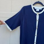 Gretchen Scott Cherry On Top Cardigan Short Sleeve Navy/White Gold Buttons Sz XL Photo 5