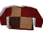 Dress Barn Vintage 90s Cardigan Sweater Colorblock Zip Up Lrg Burgandy Tan Brown Photo 4