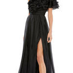 Mac Duggal Ruffle Layered Chiffon One Shoulder Gown Maxi Dress Size 4 Photo 0