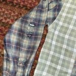 American Eagle PATCHWORK PLAID FLANNEL CROP TOP LONG SLEEVE COUNTRY FARM Photo 2