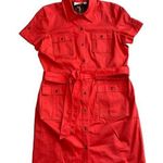 Chico's Chico’s Vibrant Coral Lined Snap Front Belted Shirt Dress Size 2.5 (L/14) Photo 0