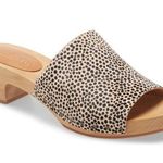 Madewell The Evelyn Slide Wood Clog Slides in Spotted Calf Hair New Size 6.5 Photo 0