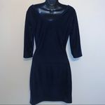 Velvet Cutout Dress 3/4 Long Sleeve Blue Size M Photo 2