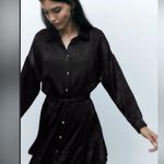 ZARA Black Pleated Dolman Sleeve Dress Photo 1