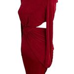 Misha Vina Drape Knit Long Sleeve Cut Out Midi Dress Wine Size 2 NWT Red Photo 3