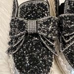 Black Sparkly Rhinestone Slip On Platform Shoes w/ Bow China size 245 Photo 3