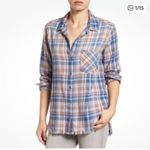 Cloth & Stone Anthropologie  Aberdeen Plaid Fringe Hem Button Down Top Size XS Photo 1