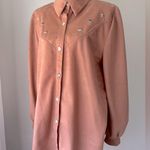 Vintage ‘90s Tag Peach Studded Western Collared Long Sleeve Button Down Shirt Orange Size XL Photo 2