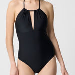 J.Crew Black Halter Neck Keyhole One Piece Swimsuit Size L Photo 0