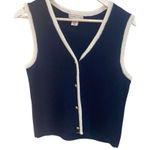 Sincerely Jules Navy and White Button Down Sweater Vest medium Blue Photo 0