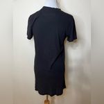 Enza Costa black slubbed short sleeve tee shirt mini dress SMALL Photo 4