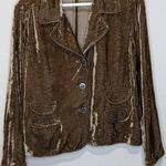 J. Jill Crushed Velvet Blazer Jacket Golden Brown Holiday Petite Size Medium M Photo 2