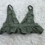 Aerie  Ruffle Peplum Bralette Crop Top‎ Olive Green Size Small Photo 1