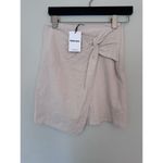 Showpo  Kiandra Wrap Mini Skirt Womens Sz 4 Beige Knot Detail Side Zip Lined NWT Photo 2