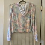 Reel Life Palm Print Pastel Pink and Blue UPF Hoodie Green Size XXL Photo 2