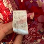 Free People  Red Pink Floral Ariana Smocked Puff Sleeve Long Sleeve Blouse Medium Photo 9