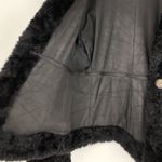 90’s/Y2K Vintage Teddy Faux Fur Black Long Sleeve Jacket Coat Rhinestone Button Size XL Photo 4