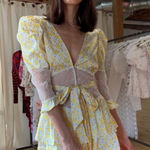 For Love & Lemons NWT x Victoria's Secret Yellow Daffodil Lace Robe Dress XL Photo 0
