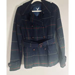 American Eagle  Outfitters Plaid Wool Blend Belted Peacoat Women’s M Vintage Y2K Photo 4