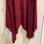 Self Esteem XL Burgundy Semi Sheer Festival Fringe Lace Vest Photo 5