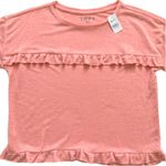 Loft  Top Sweater Peach Coral Ruffled Long Sleeve Lightweight Cropped Small NEW Photo 6