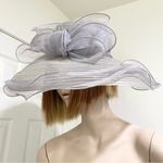 Vintage GIOVANNIO NY “Truly” Gray Wide Brim Dress Hat Derby Fascinator Hat Photo 3