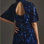 Anthropologie By  Blue Black Floral Velvet Burnout Mock Neck Open Back Mini Dress Photo 1