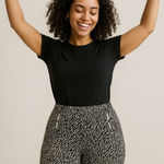 JM Collection Large Animal Print Leg Pants Rhinestone Detail Stretchy Fit Photo 0