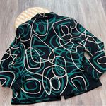 Ming Wang  Black and Green Geometric abstract blazer topper jacket Photo 6