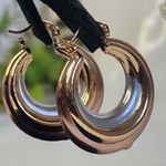 Tri Color Gold Chunky Hollow Hoop Earrings New Photo 1