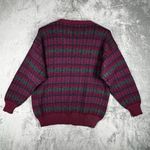 British Wool Sweater Women Large Red Plaid Nordic Cardigan Boho Bohemian Vintage Photo 2