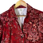 Christopher & Banks Vintage 100% Cotton Blazer Womens L Red Floral Paisley Boho Photo 2