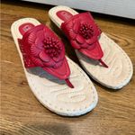 NWOT Red Floral Women's Sandals size 9 Photo 1