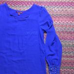 Urban Outfitters COBALT BLUE STUDDED SHEER LONG SLEEVE BLOUSE Photo 0