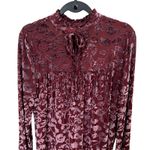 Joseph A Burnout Velvet Peasant Blouse Mauve Pink Medium Floral Long Sleeve Photo 3