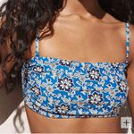 J.Crew COPY - Ruched bandeau bikini top and bottom set in cobalt floral SZ XXL Photo 2