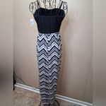 No Boundaries  Black and White Strapless Chevron Dress Photo 7