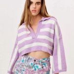 For Love & Lemons NWT Striped Maud Boxy Crop Wide Sleeve Sweater - Small Photo 6