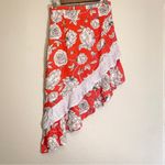 Jaase  Red Asymmetrical Ruffle Floral Mixed Print Skirt Size M Photo 1