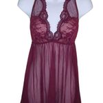 Victoria's Secret Elegant Lace Halter Babydoll Lingerie Dress Burgundy Large Photo 0