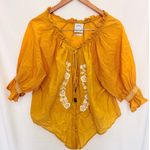 Kinga Csilla Floral Embroidered Blouse‎ Top US 8 Fall Bohoemian Texas Autumn Yellow Photo 0