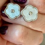 Anthropologie 18K Pearlized Clover Stud Earrings Photo 1
