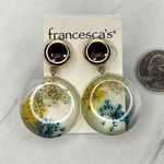 Francesca's  Gold Tone Pressed Flowers Dangle Post Earrings Pierced Pair Photo 0
